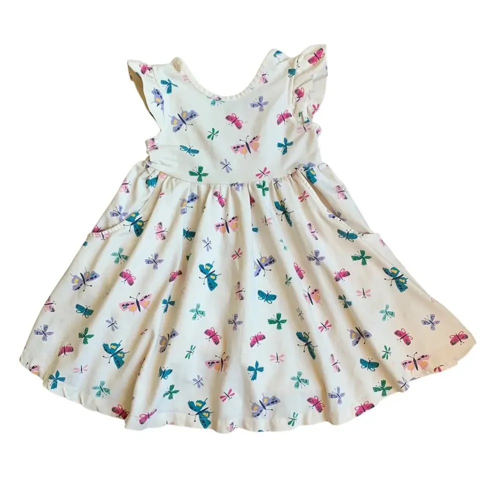 Hanna Andersson Butterfly Flutter Sleeve Skater Twirl Dress with Pockets - Picture 7 of 7